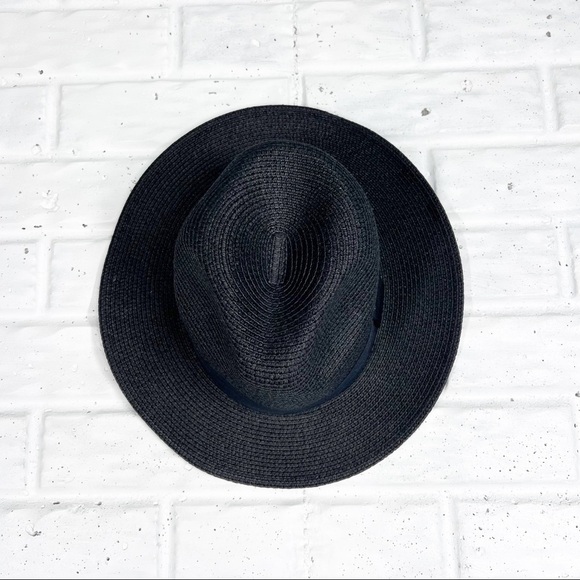 Black Paper Fedora Beach Hat - Picture 6 of 7